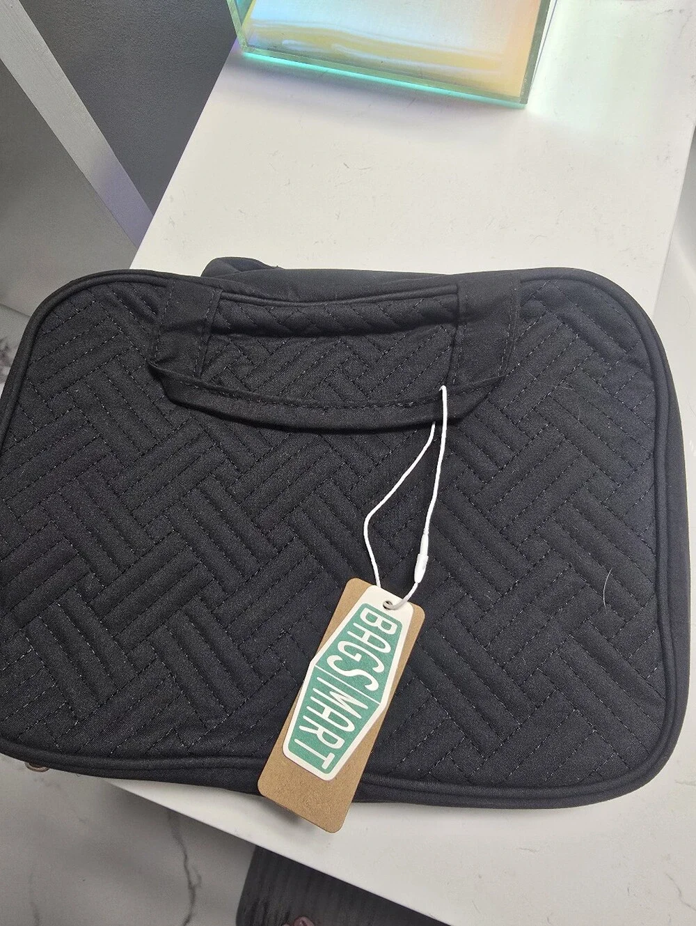 Bagsmart Black Quilted Travel Toiletry Bag